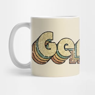 Genova // Vintage Rainbow Typography Style // 70s Mug